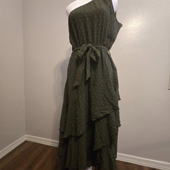 Summer Floral Sundress One Shoulder Tiered Ruffle Flowy Midi Beach Boho Dress - Picture 4 of 8